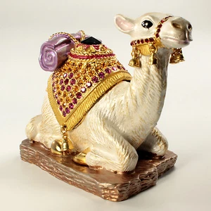 Bejeweled camel shaped trinket box, Faberge figurine with crystals in multi - Picture 1 of 6