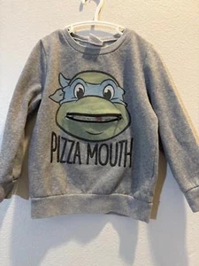 Kids' Gray Teenage Mutant Ninja Turtles Sweatshirt - Pizza Mouth Design - Picture 1 of 4