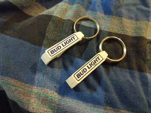 BUD LIGHT Budweiser KEYCHAIN BOTTLE OPENER Lot Of 2 Collectors 4" VG ! - Picture 1 of 3
