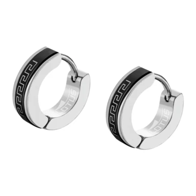 Orecchini Uomo Lotus Style A Cerchio Con Smalto Nero LS2159/4/1 - Immagine 1 di 3