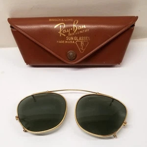 vintage Bausch & Lomb Ray Ban Clip On  Sunglasses marked B&L 50 original case - Picture 1 of 7