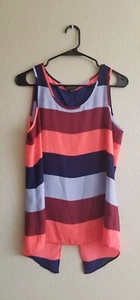 Express Shirt Tank Top Medium Chiffon Striped Lightweight Colorful - Picture 1 of 8