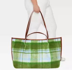 Bolso artesanal a cuadros verde hilo universal - Imagen 1 de 5