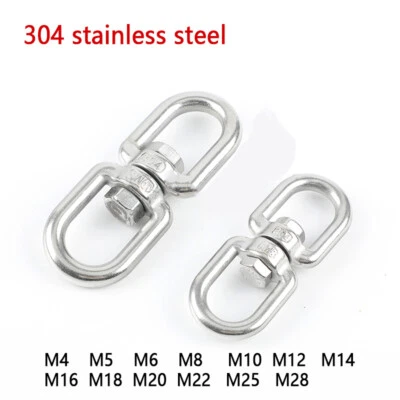 Double Swivel Eye Snap Chain Connector Ring Hook Circle Stainless Steel M4 - M28