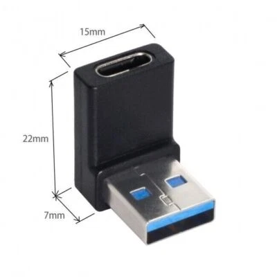 CY Type C Female 90 Degree Down Angled to USB3.0 A Male Data Adapter for Desktop - Image 1 of 4
