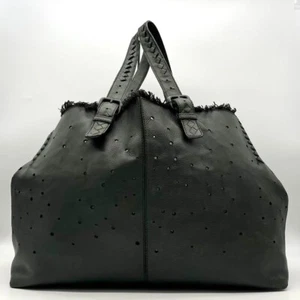 Bottega Veneta Green Leather Punching Tote Bag from Japan Rare - Picture 1 of 10