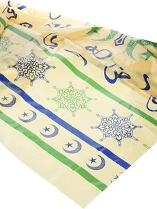 Islamic Moon and Star Arabesque Design Plastic Table Cover for Eid, Ramadan, Gra - Picture 1 of 2