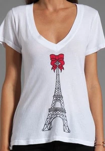 Wildfox Couture Eiffel Tower V neck Tee - Size L - NWT - Picture 1 of 2
