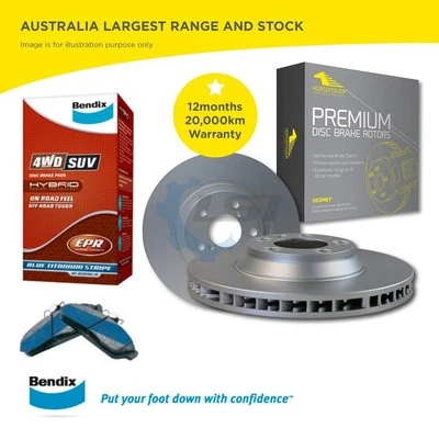 Rear Bendix Brake Pads and Disc Rotors Set for Jeep Wrangler 2.8 3.8 2007-on - Image 1 of 3