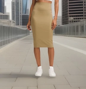 NWT Lululemon Size 10 Nulu Slim-Fit High-Rise Skirt - Filbert Tan Buttery Soft! - Picture 1 of 10