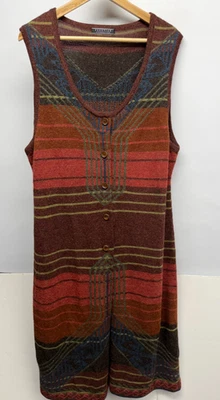 Peruvian Connection Sweater Long Large Duster Sleeveless Southwest Wool Alpaca - Image 1 of 4