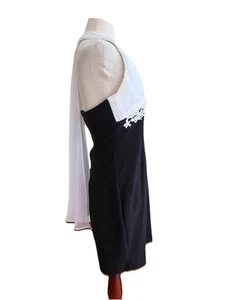 VINTAGE COTY Dress Sz Med BLACK & White Halter Beads Prom Disco - Picture 1 of 11