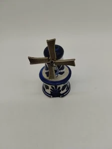 Vintage Delfter Blau Porzellan 3 Loch Salz/Pfefferstreuer 2,5" Hoch Windmühle - Bild 1 von 7