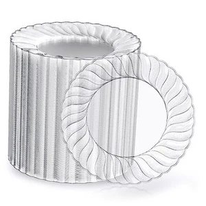 100 Count 6 Inch Clear Plastic Plates, Disposable Heavy Duty Salad Dessert - Picture 1 of 7