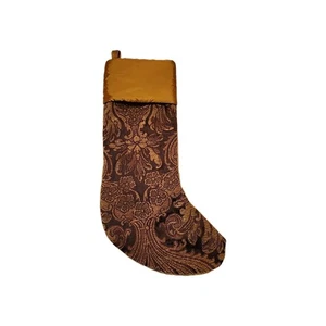 CHRISTMAS EVE BY SANTA'S BEST Medias Marrón Diseño Paisley Dorado Satinado Top Usado - Imagen 1 de 3