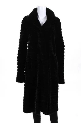 Abrigo negro de piel de visón Dennis Basso para mujer talla 34 Foto 1 de 4