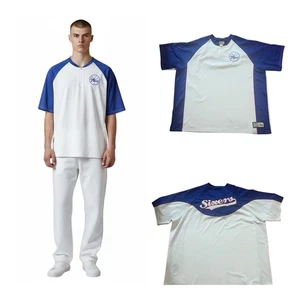 Vintage Philadelphia 76ers Blue White 4XL Shooting Jersey Retro NBA 76ers Top - Picture 1 of 10