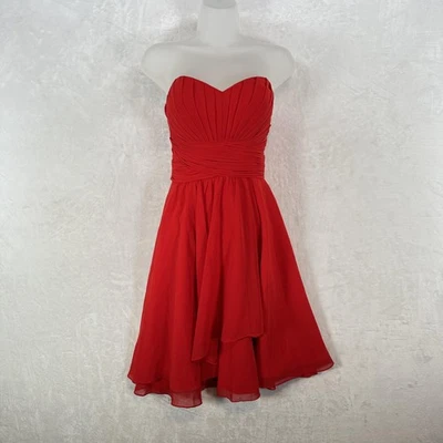 Vestido Star Box para mujer mediano rojo sin tirantes corsé de gasa con cordones Foto 1 de 4
