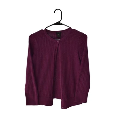 Cárdigan Suéter Ann Taylor Factory Borgoña Tejido Abierto Cuello Redondo Para Mujer XS Foto 1 de 4