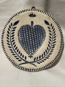 Butter Cookie Press Mold Heart 3 3/4" Round Blue - Picture 1 of 10