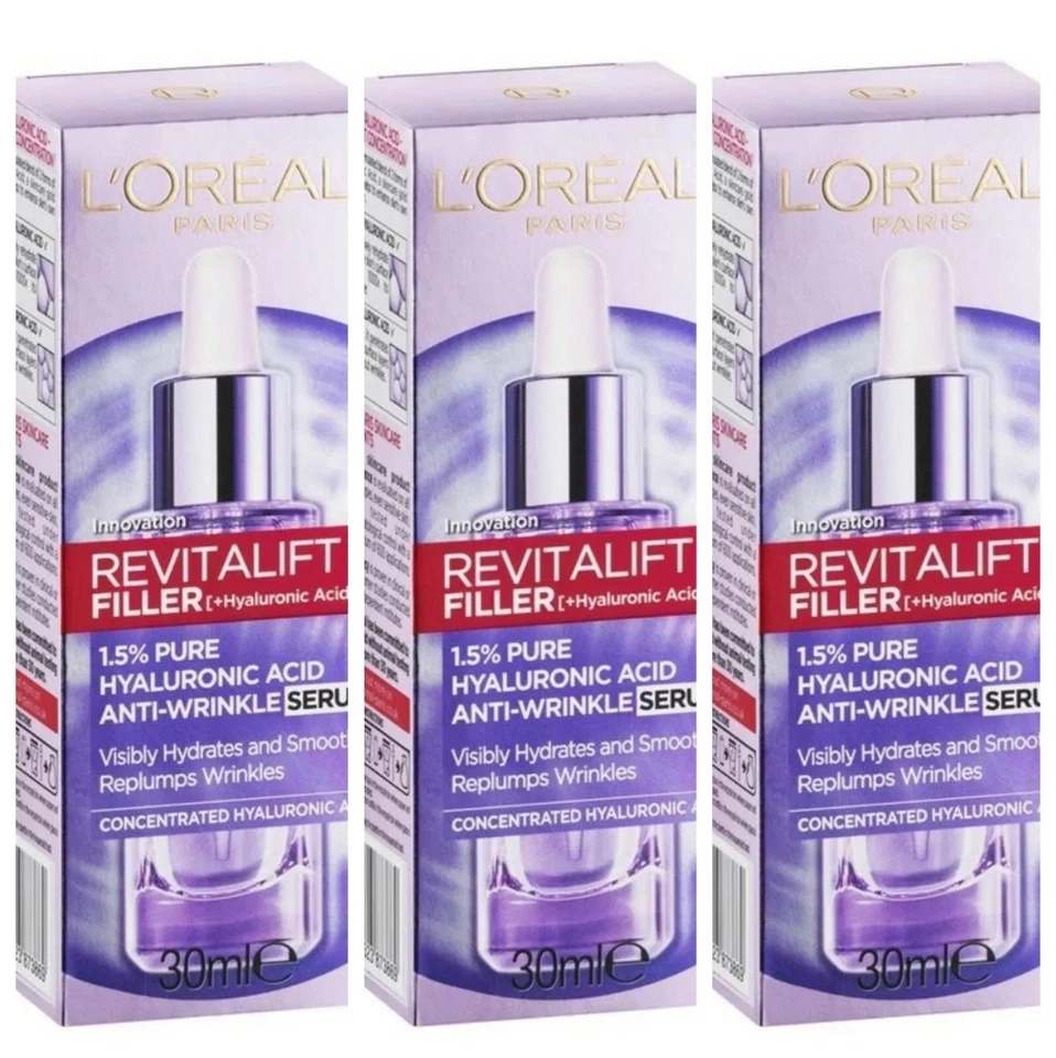 SALE! X3 L'OREAL REVITALIFT FILLER + Hyaluronic Acid SERUM 30ml - RRP $150 - image 1 of 1