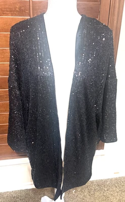 NWT The Limited Women's L Black Jacket All over Sequin Open Cardigan Formal Glam - Image 1 of 4
