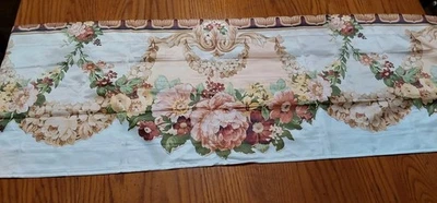 Cenefa cortina ventana floral tela satinada 2 paneles 51x17,25 Foto 1 de 3