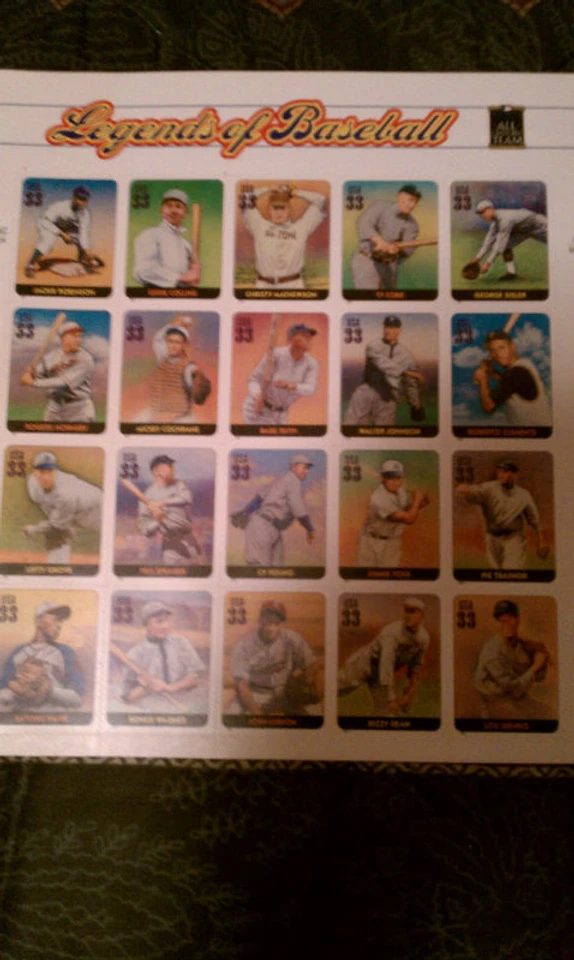 Legends Of Baseball Stamp Sheet Complete Unused New  - Image 1 of 1