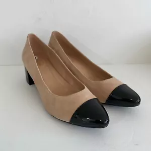 Cole Haan Tan Suede Black Patent Leather Pumps Womens 10 - Picture 1 of 8