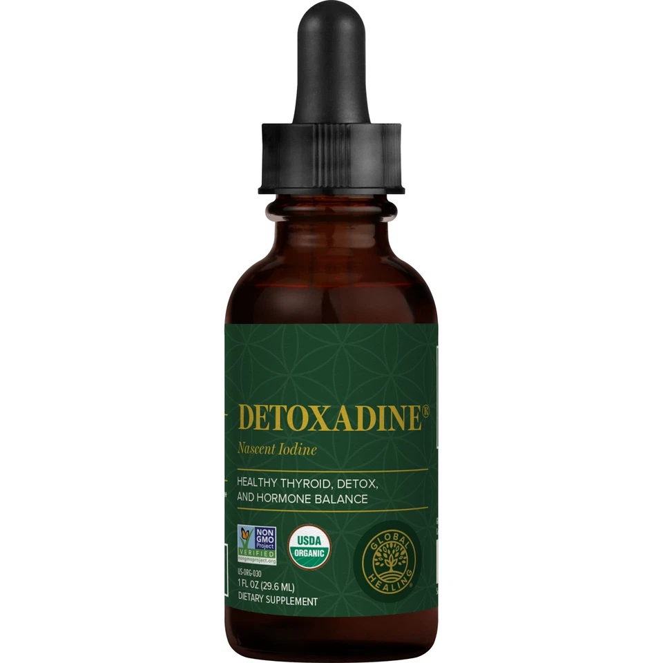 Global Healing Detoxadine, Suplemento Orgánico de Yodo Naciente para Apoyo a la Tiroides Foto 1 de 4