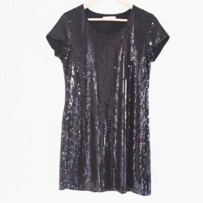 Mini Vestido TUL Talla S Negro Lentejuelas Adornado Fiesta Brillante Foto 1 de 4