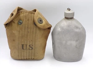 WW1 WWI US Army Military Canteen w/ Cover and Canteen Cup Dated 1918 Broken Snap - Picture 1 of 13