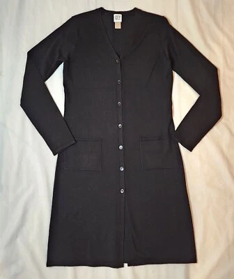 City DKNY Black Long Wool Cardigan Sweater Button Down Lightweight Size S - Image 1 of 4