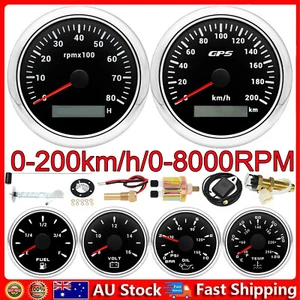 6 Gauge Set 85mm GPS Speedometer 200KM/H Tachometer 8000RPM with Sensor for Boat - Picture 1 of 24