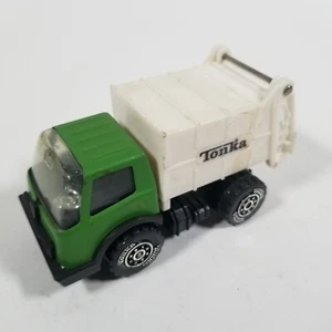 Vintage Tonka Green White Diecast Garbage Truck Made in Hong Kong 4" L x 2" W - Picture 1 of 8