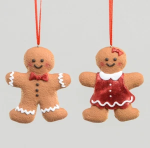 Pan de jengibre personaje arcilla árbol de Navidad decoraciones / adornos paquete de 11 cm x2 - Imagen 1 de 1