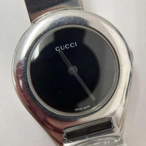 Gucci Quartz Watch 6700 L Women Silver Tone Black Dial Swiss Made 6.1"- 6.5" - Picture 1 of 24