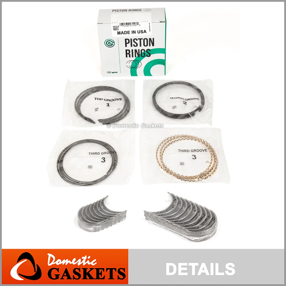 Anillos de pistón rodamientos de varilla principal aptos para 98-04 Nissan Altima Xterra 2.4L DOHC KA24DE Foto 1 de 4