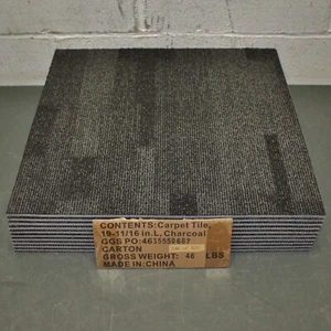 (53.82 SQFT) Carpet Tiles 31HL83, 19-3/4" x 19-3/4" x 1/8", Charcoal Black Nylon - Picture 1 of 8