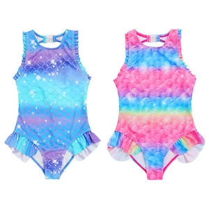 Kids Girls Rompers Water Bodysuit Cosplay Leotard Gymnastics Swimsuit Summer - Picture 1 of 23