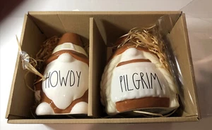 Rae Dunn by Magenta. Ceramic holiday decoration “howdy” “pilgrim” Brand new! - Picture 1 of 6