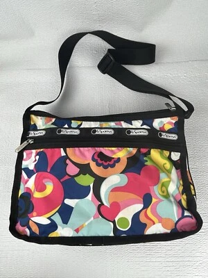 "Cartera de hombro grande bandolera clásica LeSportSac correa multicolor 12""x10""" Foto 1 de 4