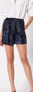 SCANLAN THEODORE Black Sequin Mini Skirt Elastic Waist Wrap Front Style Size 10 - Picture 1 of 14