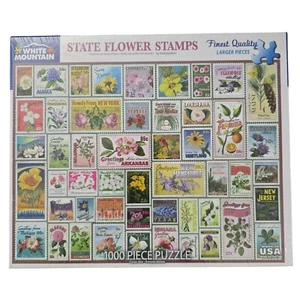 White Mountain State Flower Stamps 1000 Pc Jigsaw Puzzle #1331 Behr 24" x 30" - Picture 1 of 10