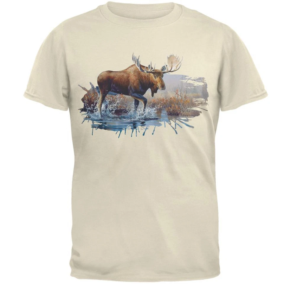 Camiseta Moose Crossing the River para hombre Foto 1 de 1