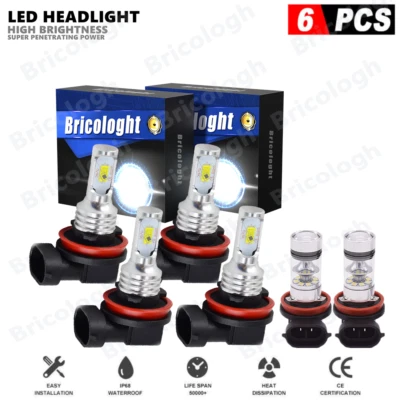 Para Saturn Sky 2007-2010 6000K 6X Faro LED Alto Bajo + Bombillas Antiniebla Combo Foto 1 de 4