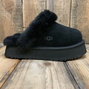 UGG DISQUETTE SLIPPER PLATFORM SLIDE BLACK SUEDE WOOL CLOG WOMEN US 6 UK 4 EU 37 - Picture 1 of 15