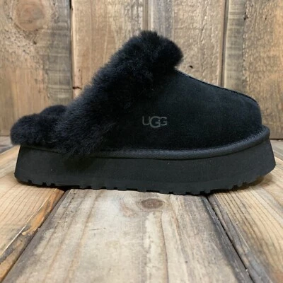 UGG DISQUETTE SLIPPER PLATFORM SLIDE BLACK SUEDE WOOL CLOG WOMEN US 6 UK 4 EU 37 - Image 1 of 4