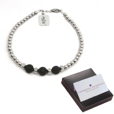 Personalisiertes Armband für Herren, Jungen, Graviert, Gravur, Schwarz, Brown, - Bild 1 von 4