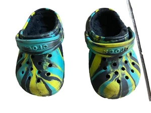 Crocs Kids  Marble Tye Dye Lined Clog Navy/Multi Size 6 - Picture 1 of 4